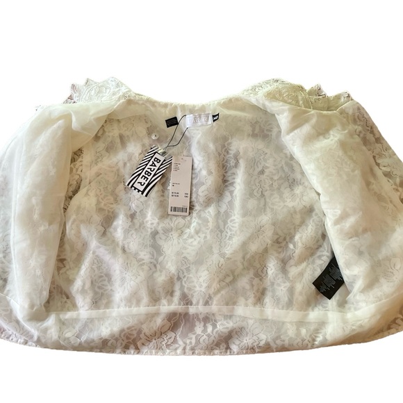 NWT BARBER BABE ON BOARD  Elegant Cream Lace Ruffle Top Size Medium - Picture 8 of 14